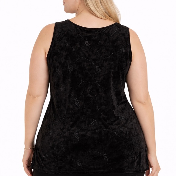 August Max Woman 3X Velvet embroidesleevless top - Picture 3 of 10